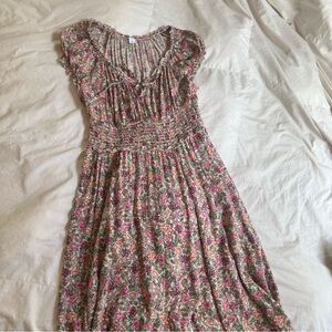 Old Navy Pink and Green Floral Dress